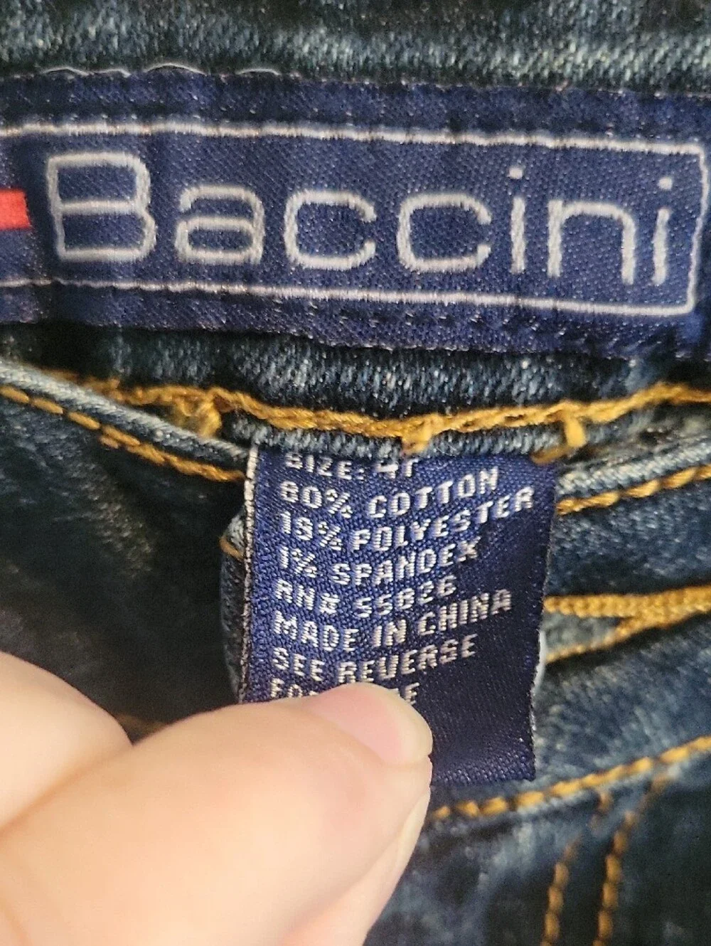 Baccini Sz4T Dark Blue Straight-Leg Jeans Floral Embroidery With Cat embroidery